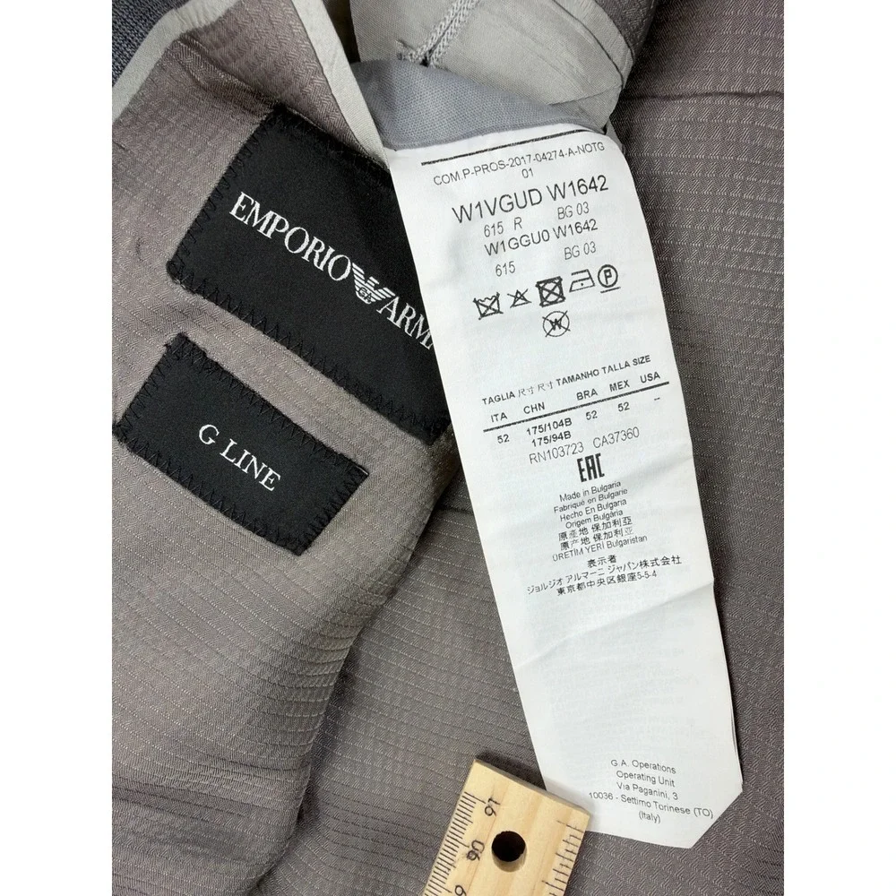 Emporio Armani G Line Grey Super 130s Wool Blazer Jacket 52 IT 42 US W1VGUD